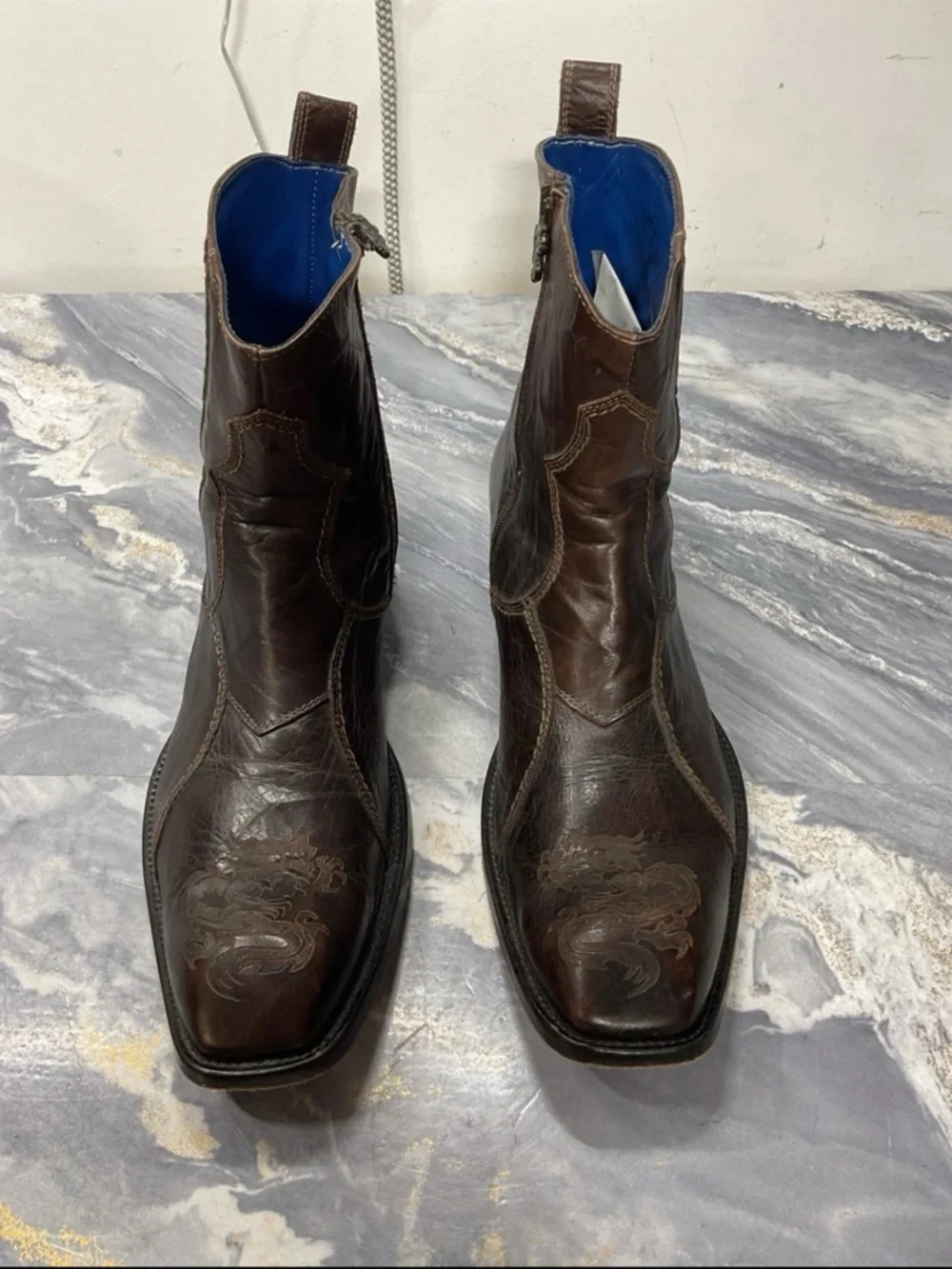 Mark Nason Zipper Leather Dragon Boots Made in Italy size 11 - Picture 10 of 13